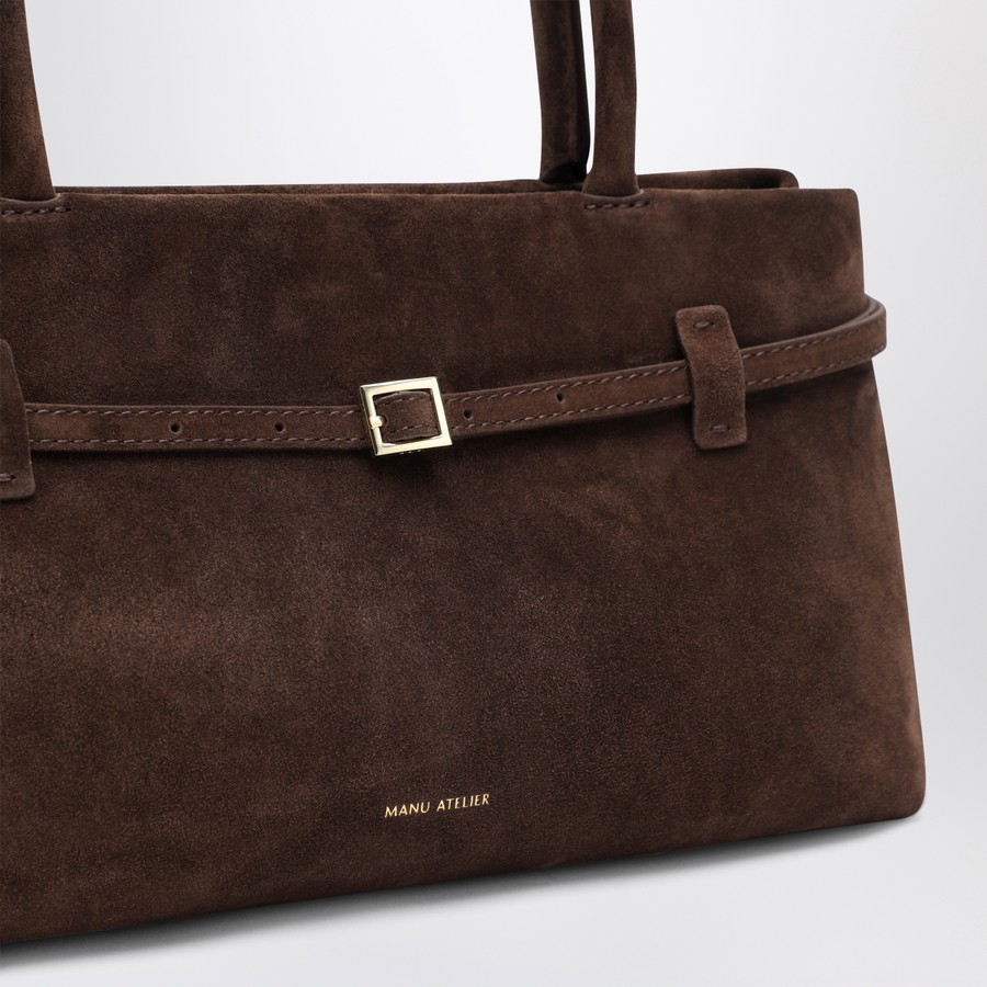 Manu Atelier Dark brown suede East West Le Cambon bag