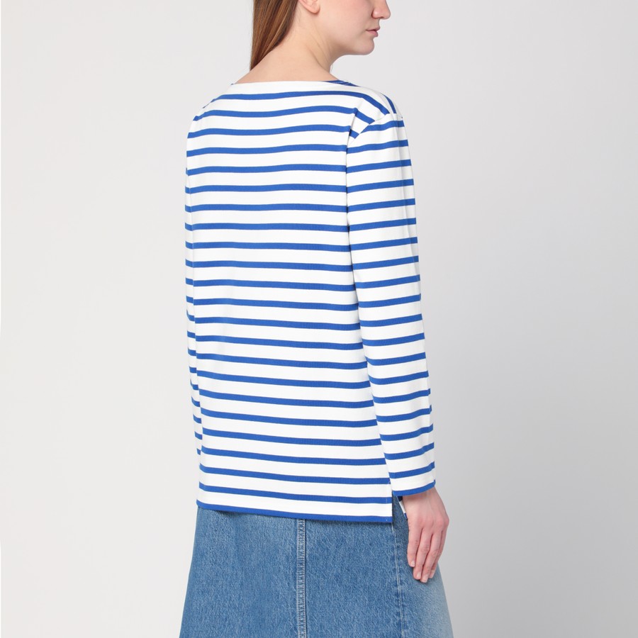 Valentino Ivory t-shirt with blue stripes Chez Valentino