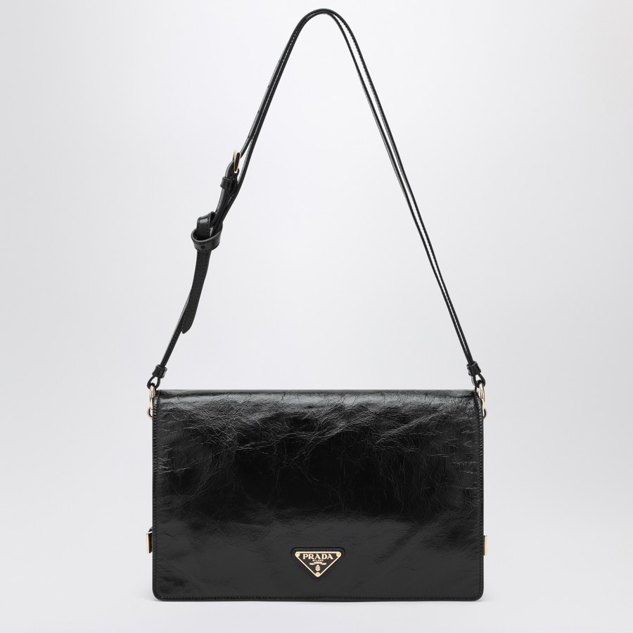 ショルダーバッグ・ポシェット PRADA Women Shoulder Bags 1BD385OVJ2CYR F0002 BLACK Prada Medium shoulder bag black in leather | TheDoubleF