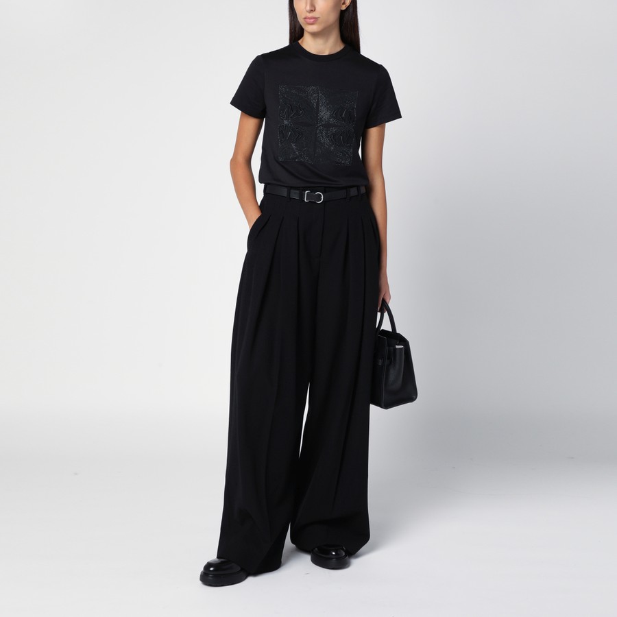 MAX MARA★W'S FARAD S/S T-SHIRT - FARAD 004 112087 Cotton satin shirt, black | 