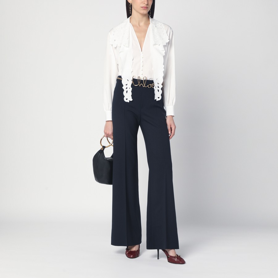 Chloé White shirt with embroidered bow tie | TheDoubleF