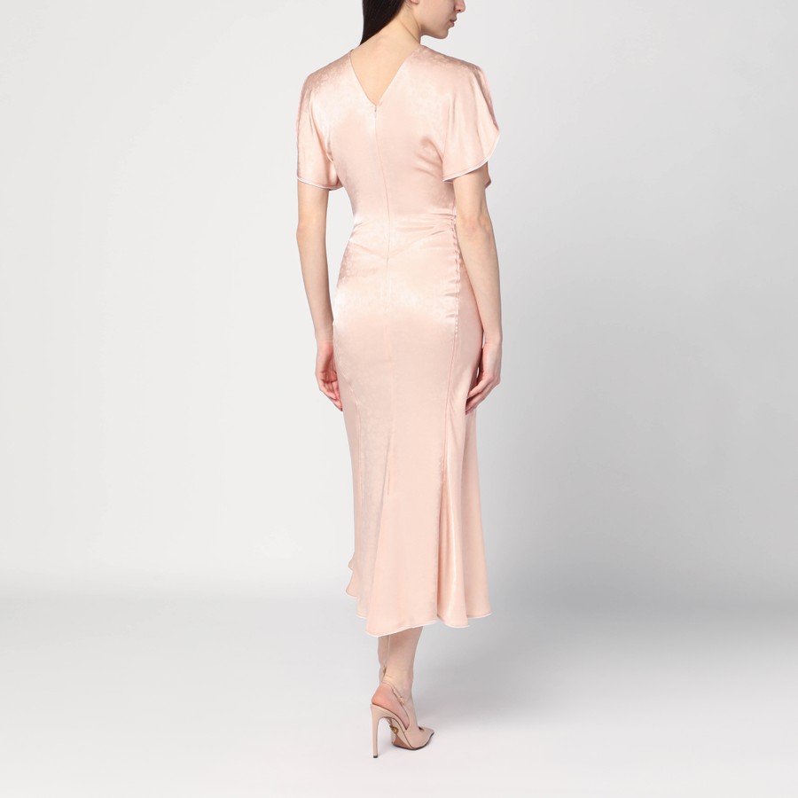 ワンピース VICTORIA BECKHAM LIGHT PINK DAMASK DRESS WITH GATHERING Victoria Beckham Light pink damask dress with gathering