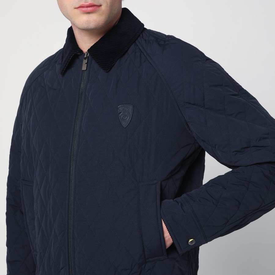 テーラードジャケット BURBERRY QUILTED JACKET NAVY BLUE IN NYLON Buy Burberry Navy Nylon Diamond Quilted Button-Up Jacket