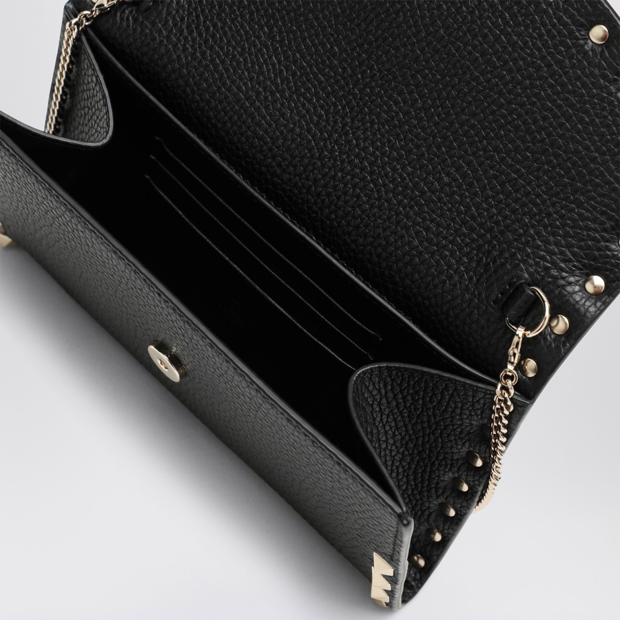 Valentino Garavani Black Rockstud crossbody wallet | TheDoubleF
