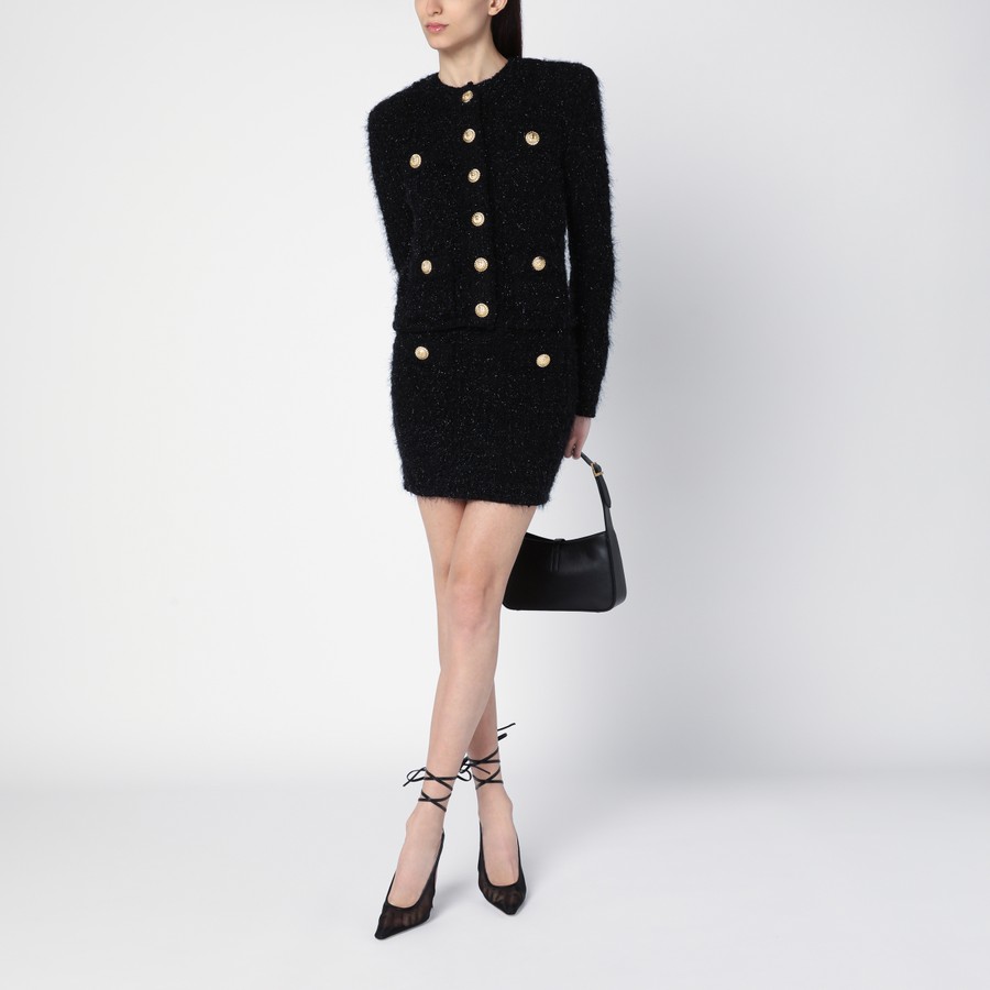 スカート BALMAIN BLACK TWEED MINISKIRT WITH BUTTONS Balmain Black tweed miniskirt with buttons | TheDoubleF