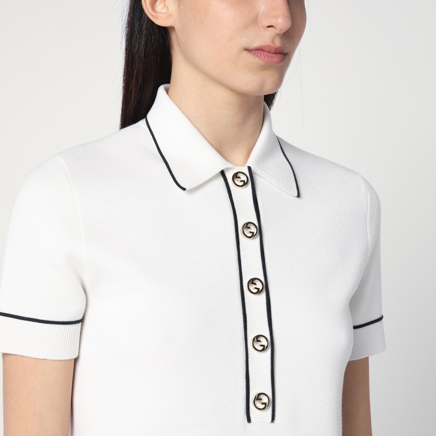 ワンピース GUCCI WHITE AND BLUE WOOL POLO DRESS GUCCI White and blue wool polo dress | TheDoubleF