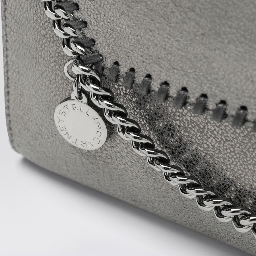Stella McCartney Gray Falabella Wallet with shoulder strap