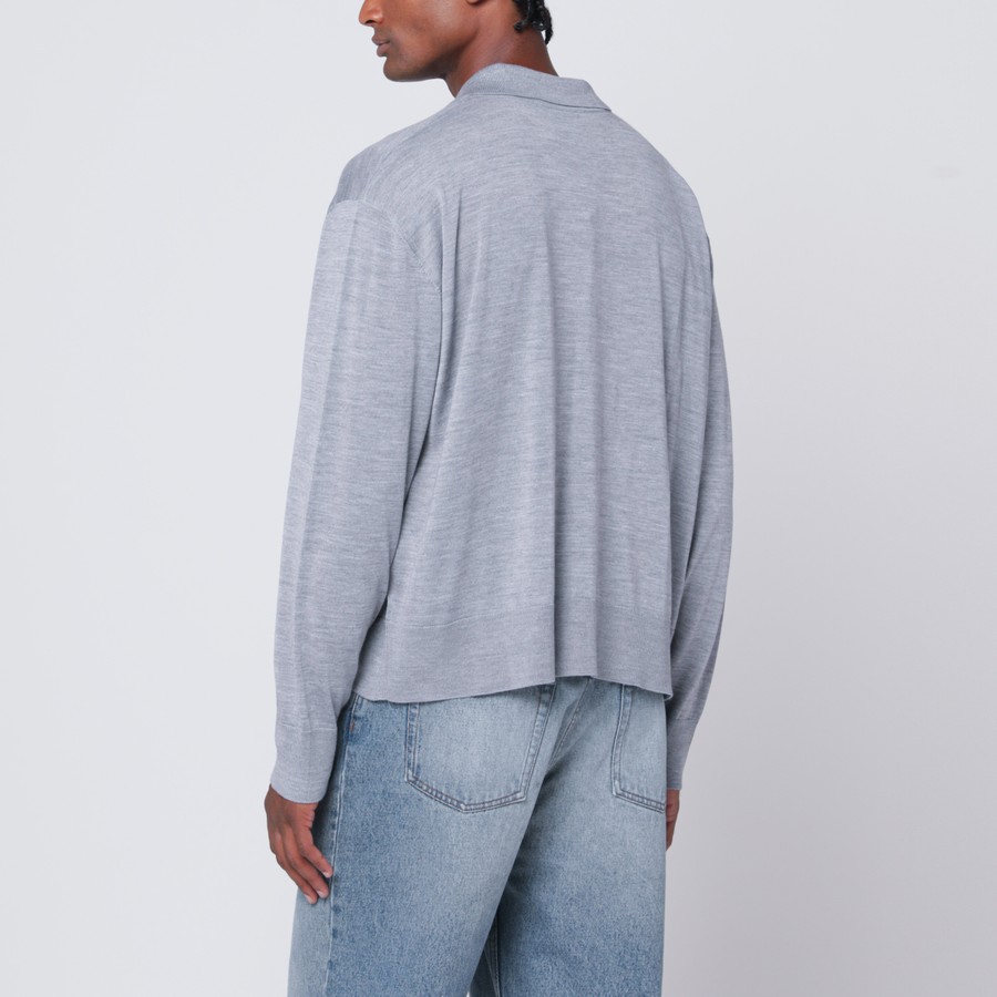 Ami Paris Grey wool and silk polo Ami De Coeur | TheDoubleF Ami Paris Grey wool and silk polo Ami De Coeur | TheDoubleF