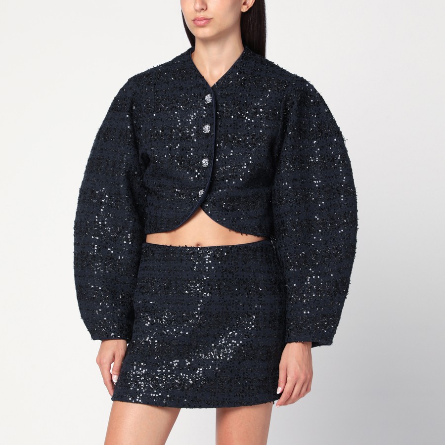 ジャケット Rotate Birger Christensen Navy Blue Boucle Jacket ROTATE Birger Christensen Navy blue Bouclé jacket with