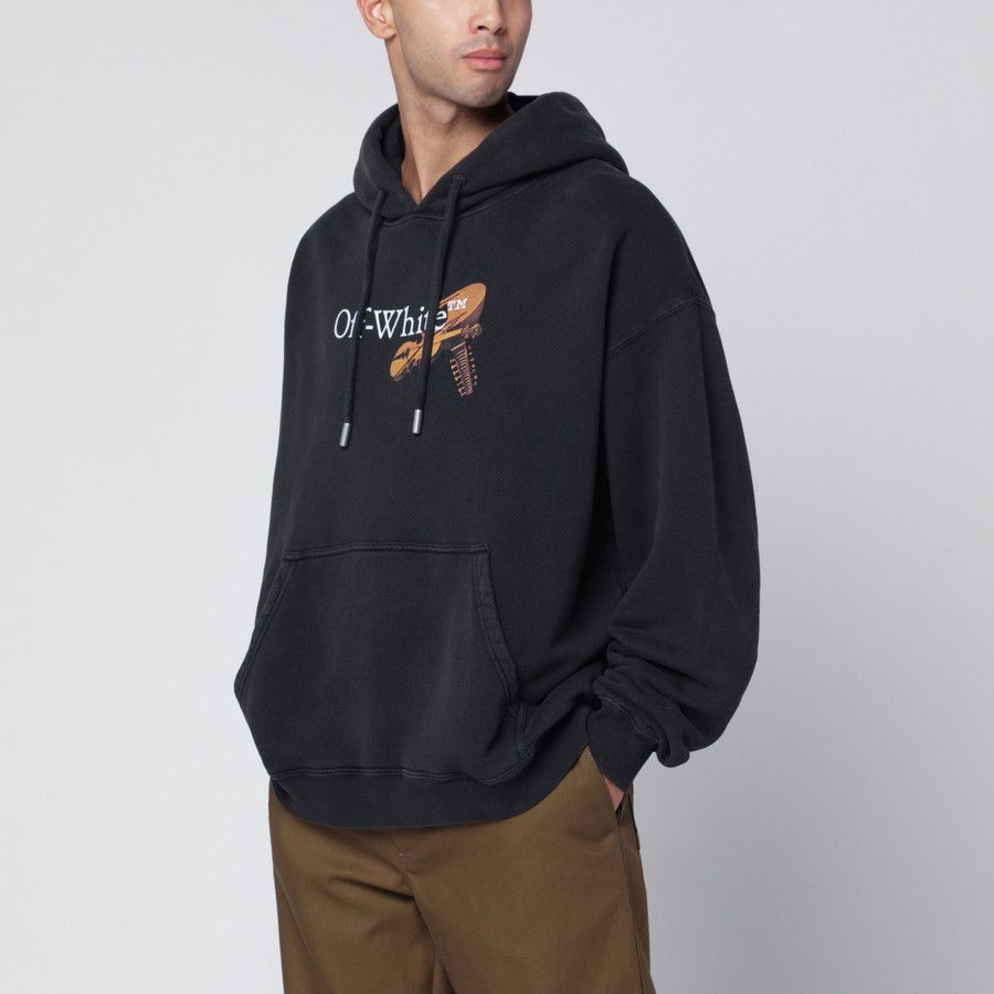 Off-White™ Verwaschener schwarzer Cupid Arrow Skate Logo Hoodie
