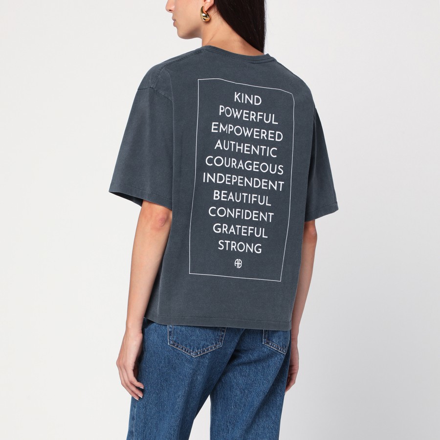 Tシャツ・カットソー ANINE BING \"RUDY TEE EMPOWERMENT\" T-SHIRT (A 08 11068 WBL1) Anine Bing - Rudy Tee Empowerment in Washed Black – Blond Genius