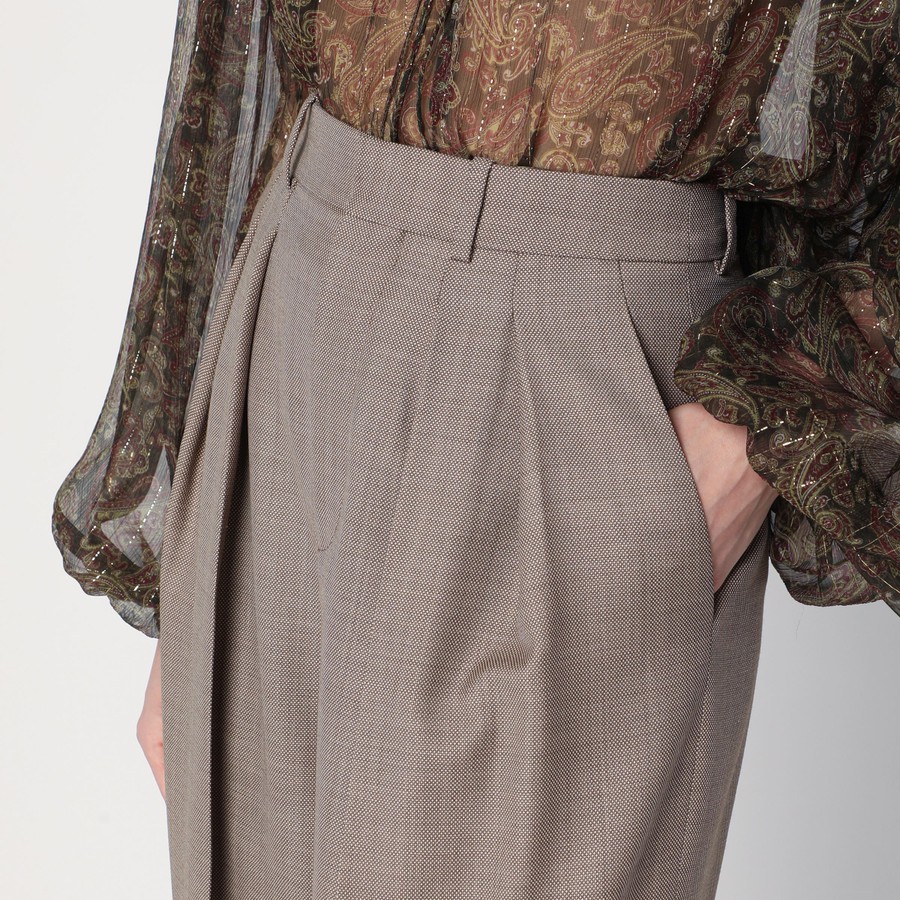パンツ Saint Laurent Wide Taupe Beige Wool Trousers Wide taupe beige wool trousers – Lord & Taylor