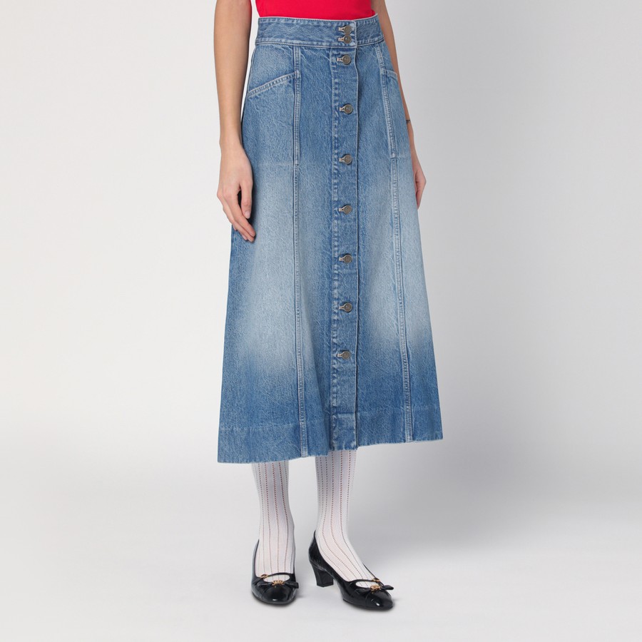 Valentino Washed denim midi skirt | TheDoubleF