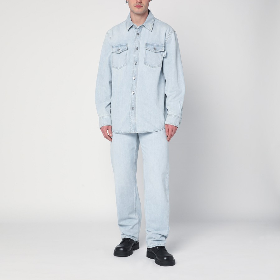 Tシャツ・カットソー BOTTEGA VENETA SS25 Denim shirt (813505V4ZR0 4132) Bottega Veneta Light Blue Denim Shirt Extra Bleach | TheDoubleF