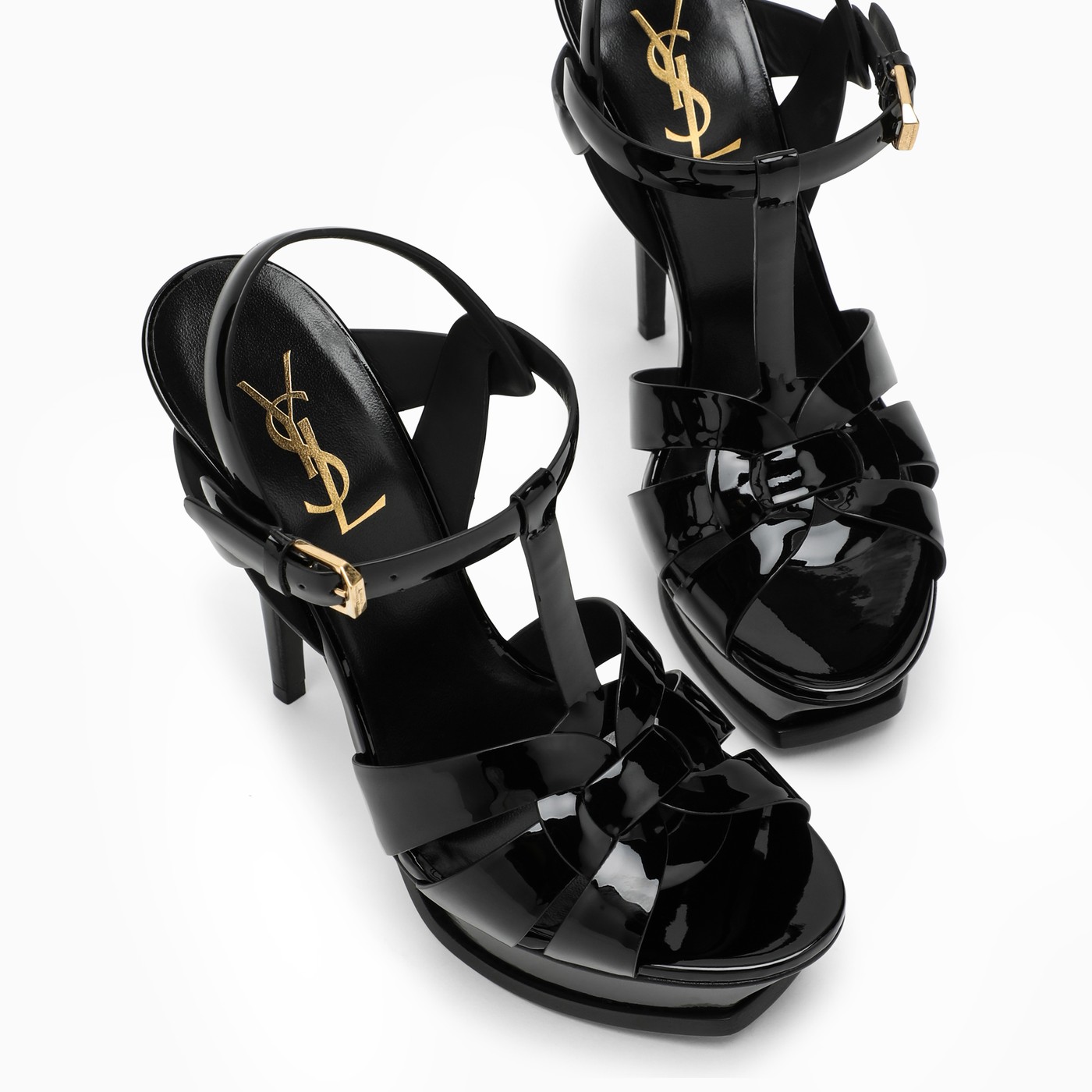 Saint Laurent Tribute black patent leather sandal TheDoubleF