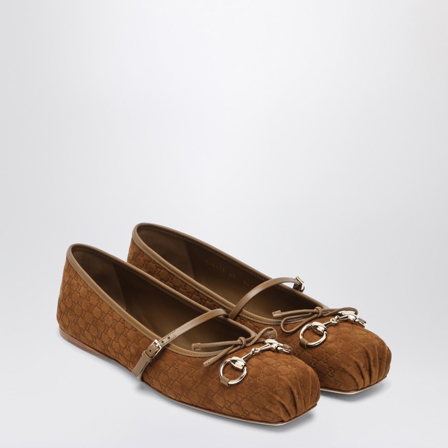【関税&送料込】Gucci Ballerina Horsebit In Tessuto Gg Gucci Horsebit GG-canvas Ballerina Shoes | Neutrals | FARFETCH