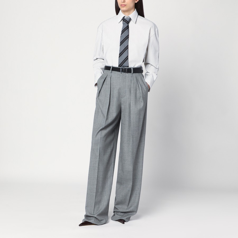 Saint Laurent Cassandre black/white pinstripe shirt | TheDoubleF