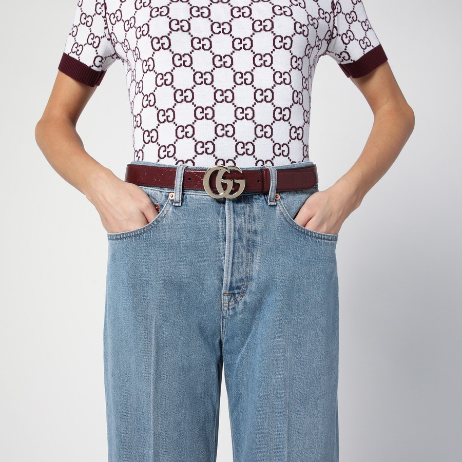 ベルト GUCCI GG Milano Rosso Ancora leather belt 802949_AAD5L_1000_001_100_0000