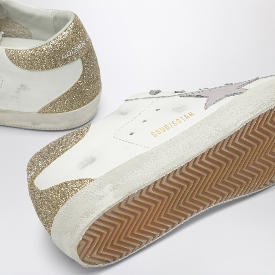 Golden Goose White/Purple/Platinum Super-star low-top