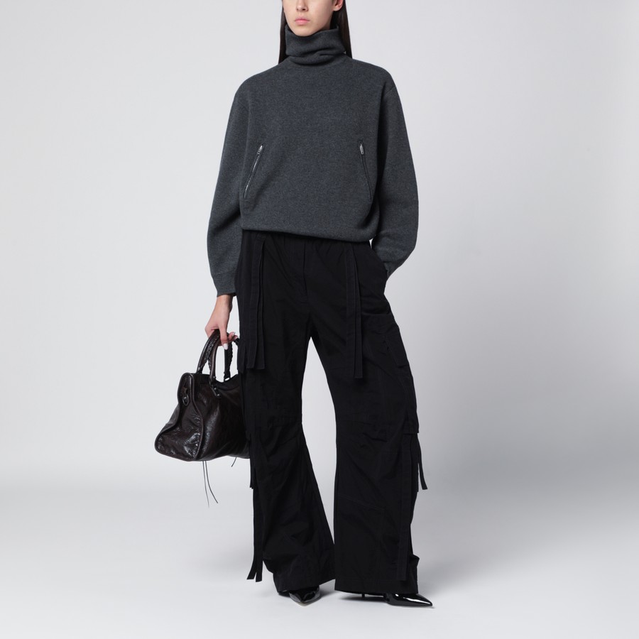 Balenciaga Grey turtleneck sweater with side zips | TheDoubleF