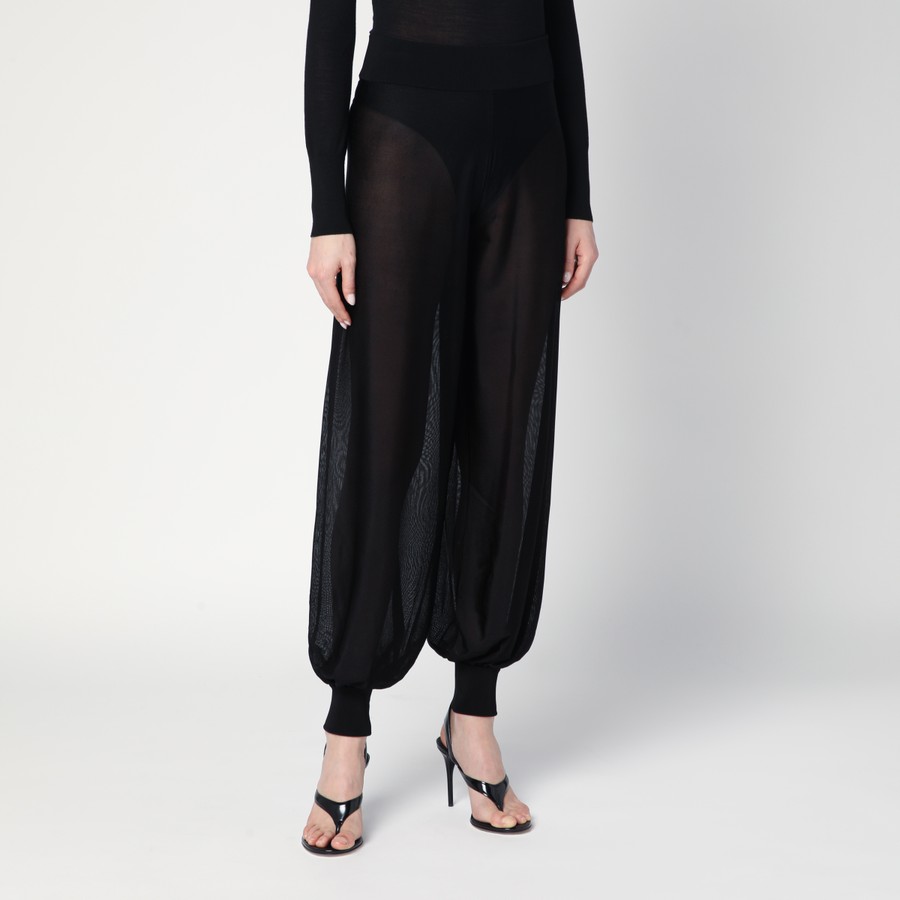 パンツ ella selectshop slit balloon pants Alaïa Black balloon pants in viscose knit | TheDoubleF