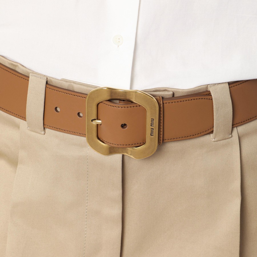 ベルト MIU MIU Caramel Leather Belt Miu Miu Leather Belt in Caramel | FWRD