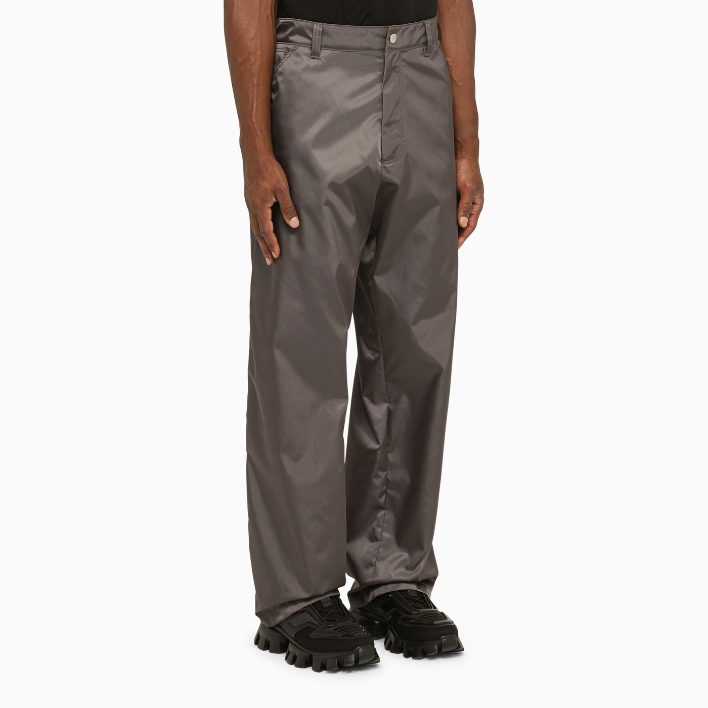 Prada Ironcoloured ReNylon trousers TheDoubleF
