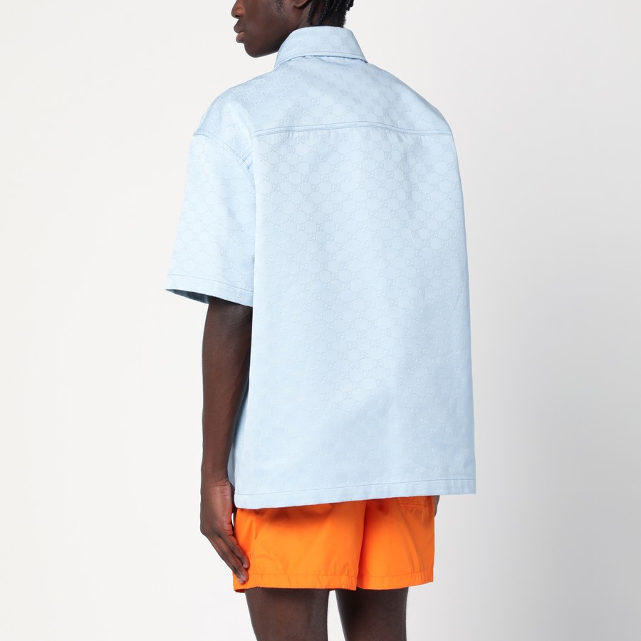 つや氏 GUCCI Light blue cotton shirt with GG jacquard | TheDoubleF