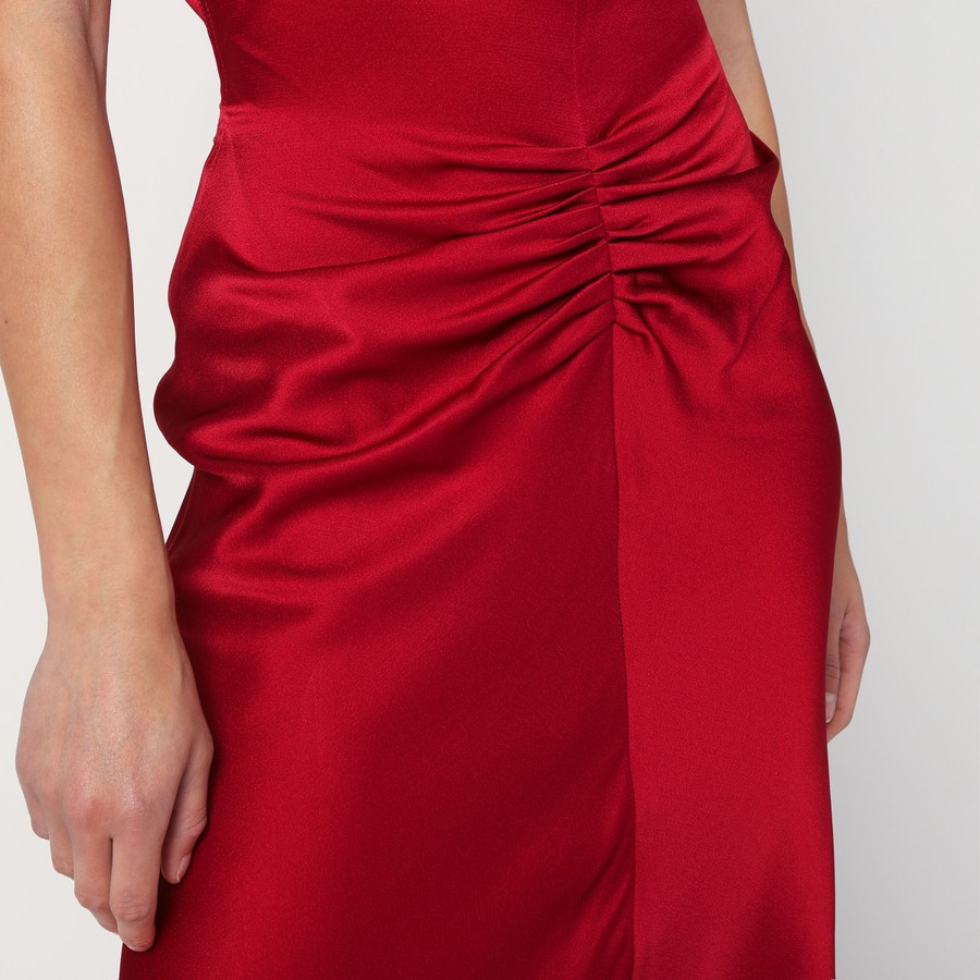 ワンピース VICTORIA BECKHAM FUCHSIA PINK MIDI DRESS WITH GATHERED WAIST Victoria Beckham Fuchsia pink midi dress with gathered waist