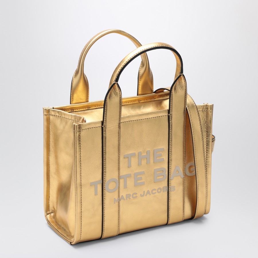 ■MARC JACOBS■ Mini Icon Tote Bag StudsLight Antique Gold M Marc Jacobs Gold leather The Small Tote Bag | TheDoubleF