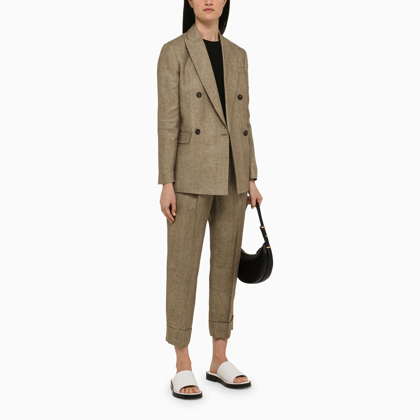 Brunello Cucinelli Doublebreasted camel linen blazer TheDoubleF