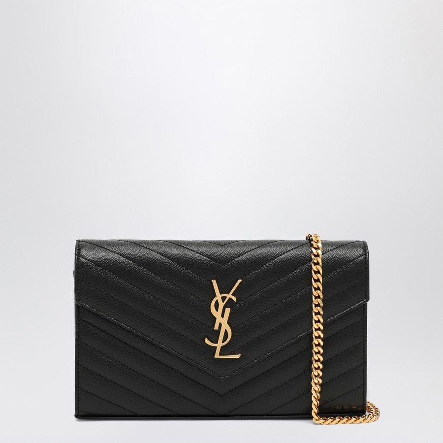 長財布 Saint Laurent Clutch With Chain Cassandre Black Saint Laurent Black Cassandre chain clutch bag | TheDoubleF