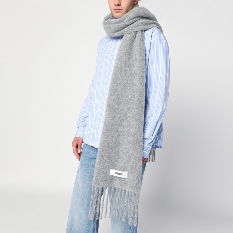 Ami Paris AMI DE COEUR アルパカ オーバーサイズ スカーフ ブラウン アルパカ オフホワイト Ami De Coeur スカーフ