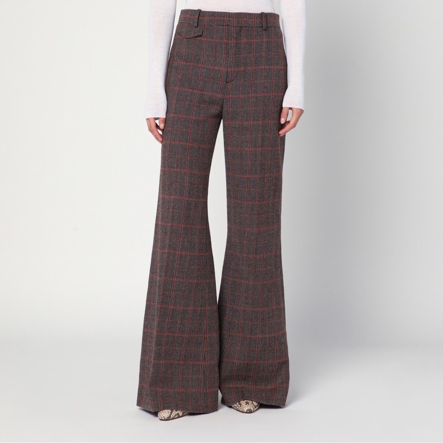 【関税&送料込】Chloe Brown Flared Checkered Wool Trousers Chloé Brown flared checkered wool trousers | TheDoubleF