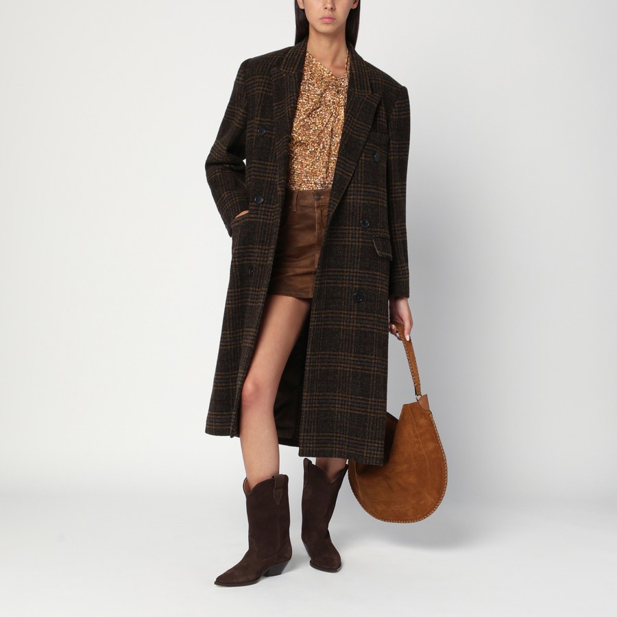 コート ISABEL MARANT ETOILE FW25 LEXANA-GB (MA0285FA C3D02E02GY) ISABEL MARANT Étoile Kaki checked Lexana double-breasted