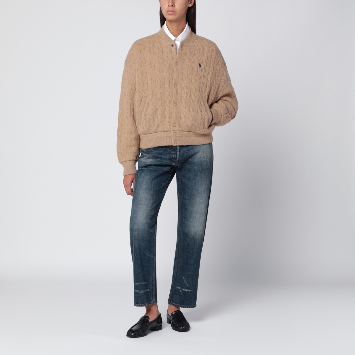 Polo Ralph Lauren Beige wool and cashmere bomber jacket Relaxed Fit ...
