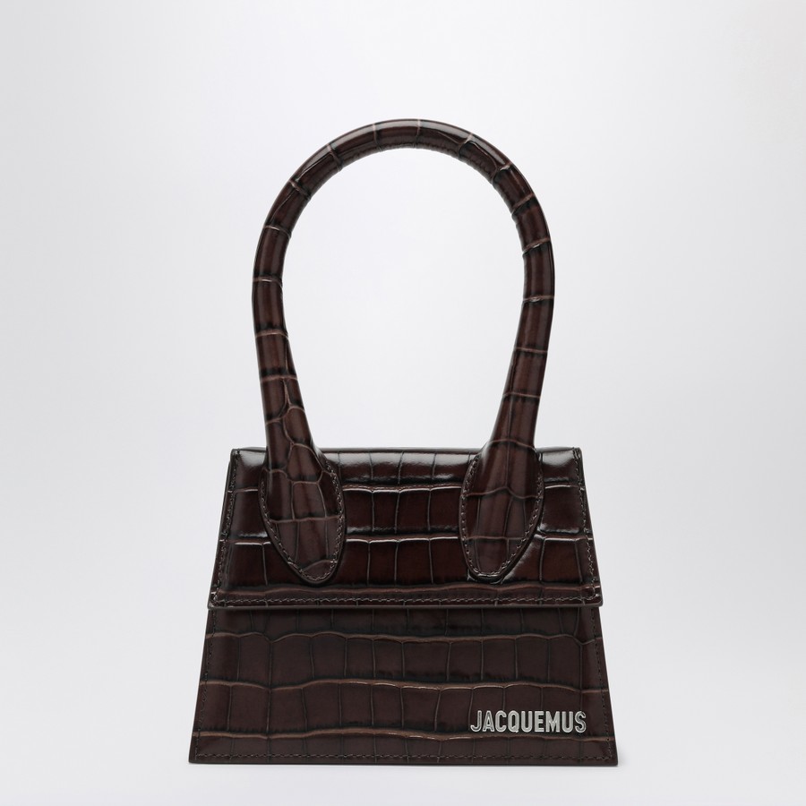 JACQUEMUS Brown crocodile effect leather Le Chiquito Moyen