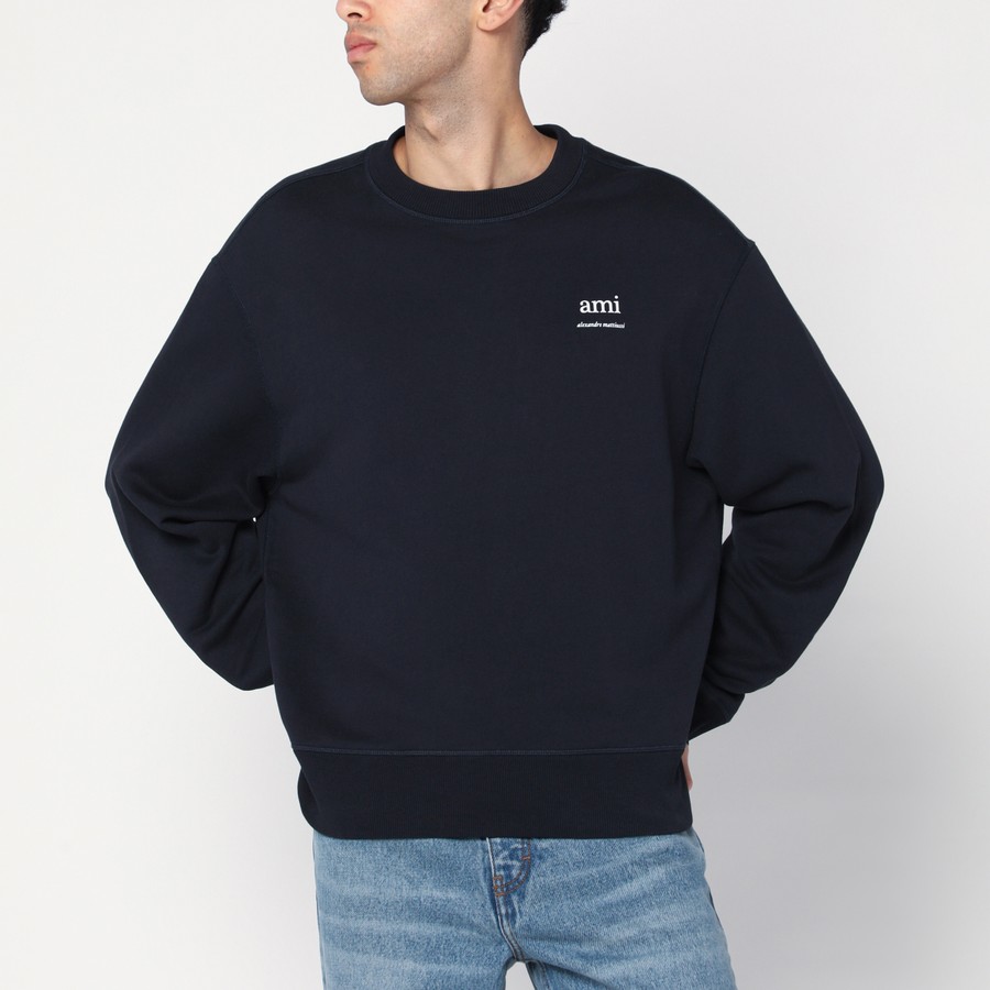 Ami Paris Navy blue sweatshirt with logo | TheDoubleF