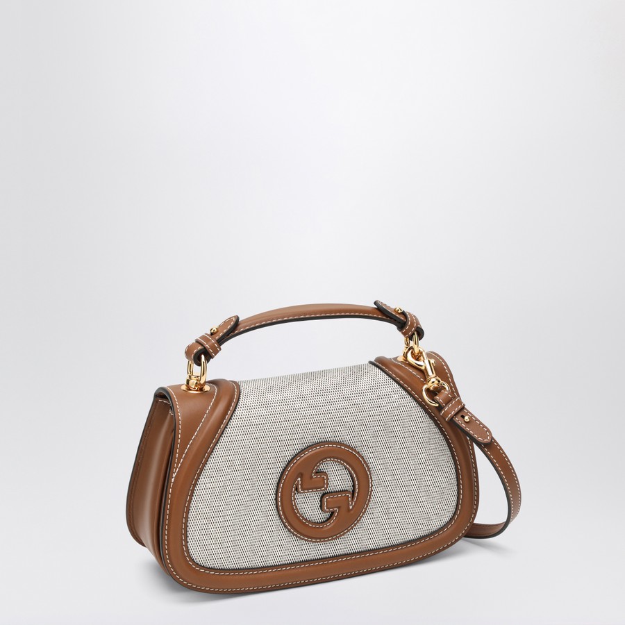 バッグ・カバンその他 GUCCI BLONDIE MEDIUM MINUS BAG IN FABRIC AND BROWN LEATHER GUCCI Blondie medium minus bag in fabric and brown leather