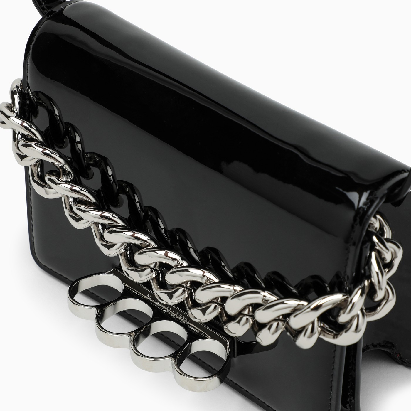 Alexander McQueen Black mini crossbody bag in patent leather TheDoubleF