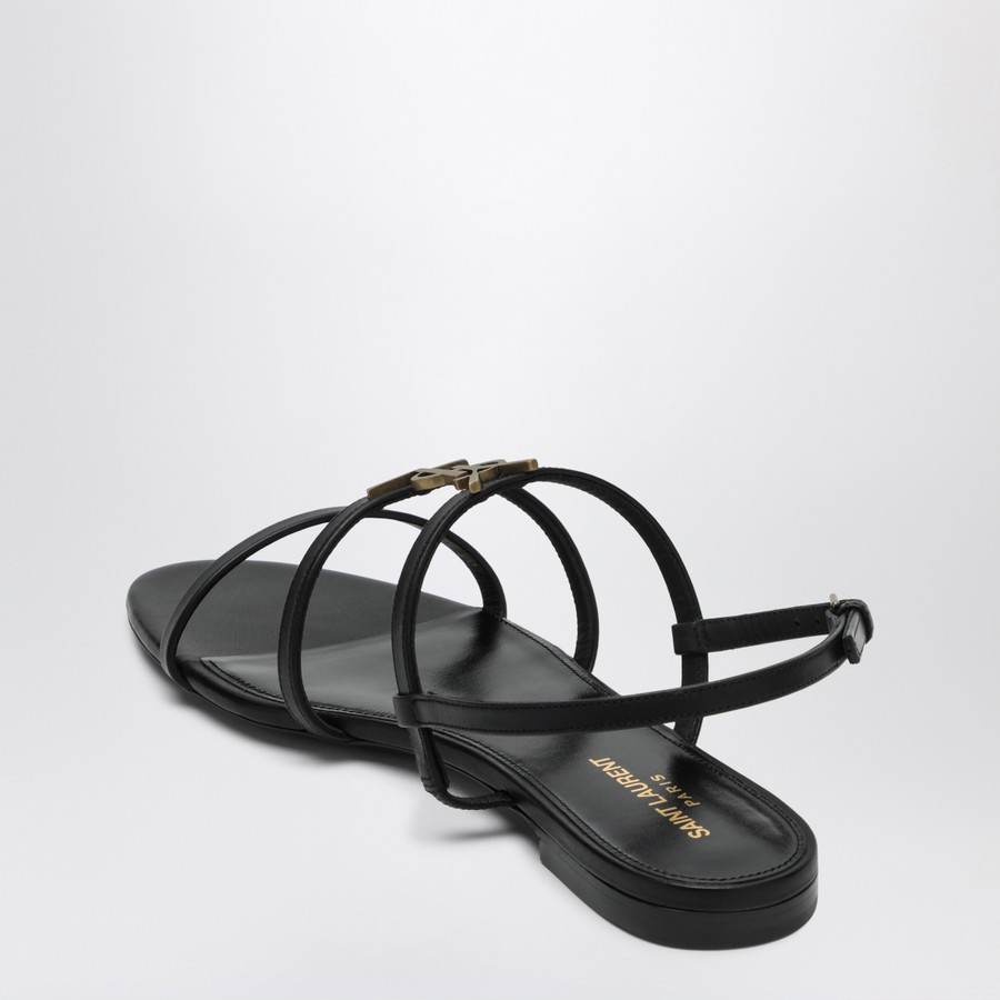 ★Saint Laurent★ Cassandre Flat Sandals Black 777348BDATT10 SAINT LAURENT - Cassandre sandals | Leam Roma - Luxury