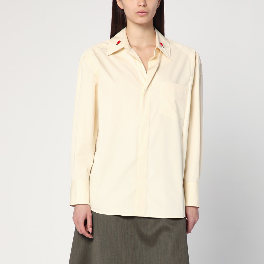 Tシャツ・カットソー BOTTEGA VENETA Cream cotton blend shirt (819885V3YS0 7098) Bottega Veneta Cream shirt in cotton and silk | TheDoubleF