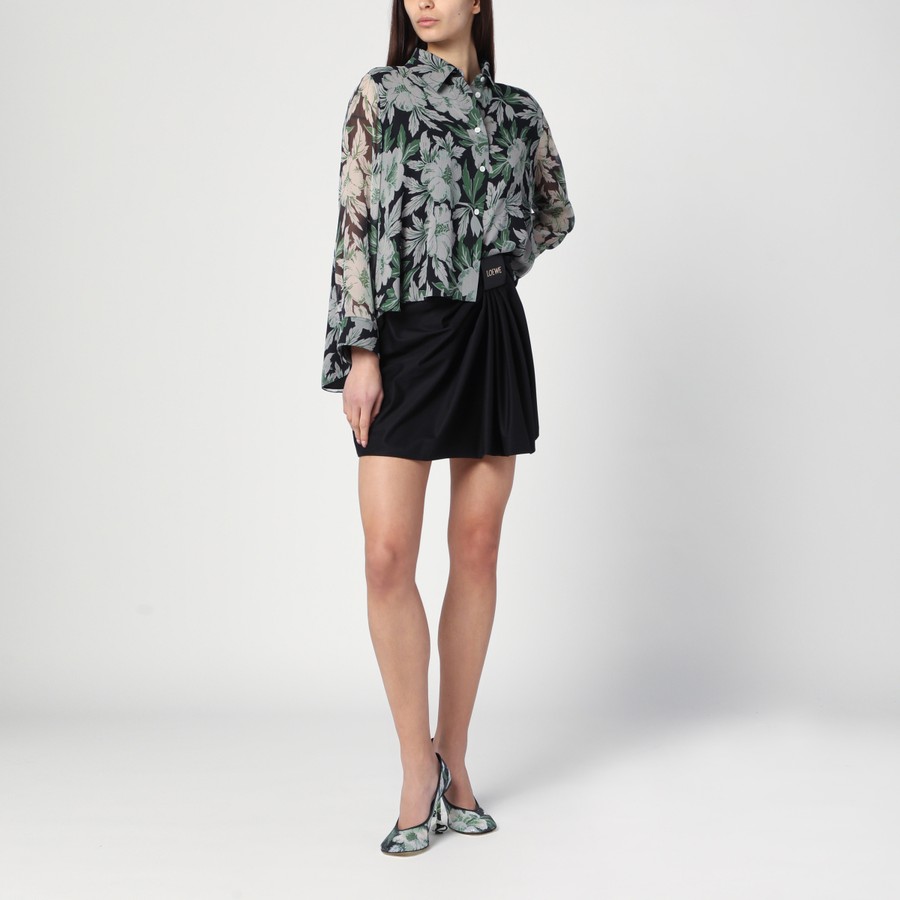 Loewe Black draped mini skirt in cotton and silk | TheDoubleF