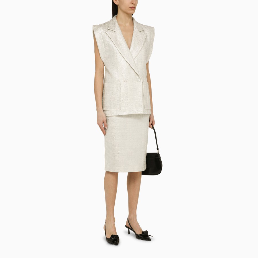 ジャケット Federica Tosi Silver double-breasted cotton-blend waistcoat Federica Tosi Silver double-breasted cotton-blend waistcoat