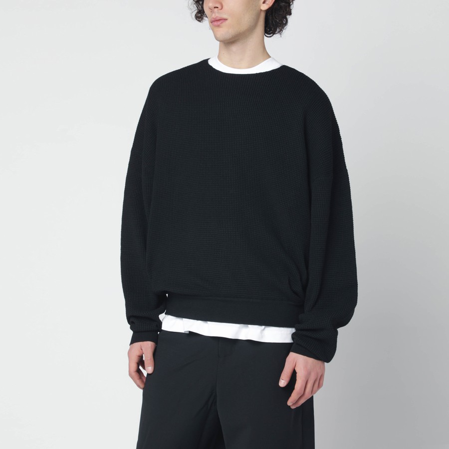 Fear of God Essentials Black waffle-knit sweatshirt | TheDoubleF Fear of God Essentials Black waffle-knit sweatshirt | TheDoubleF