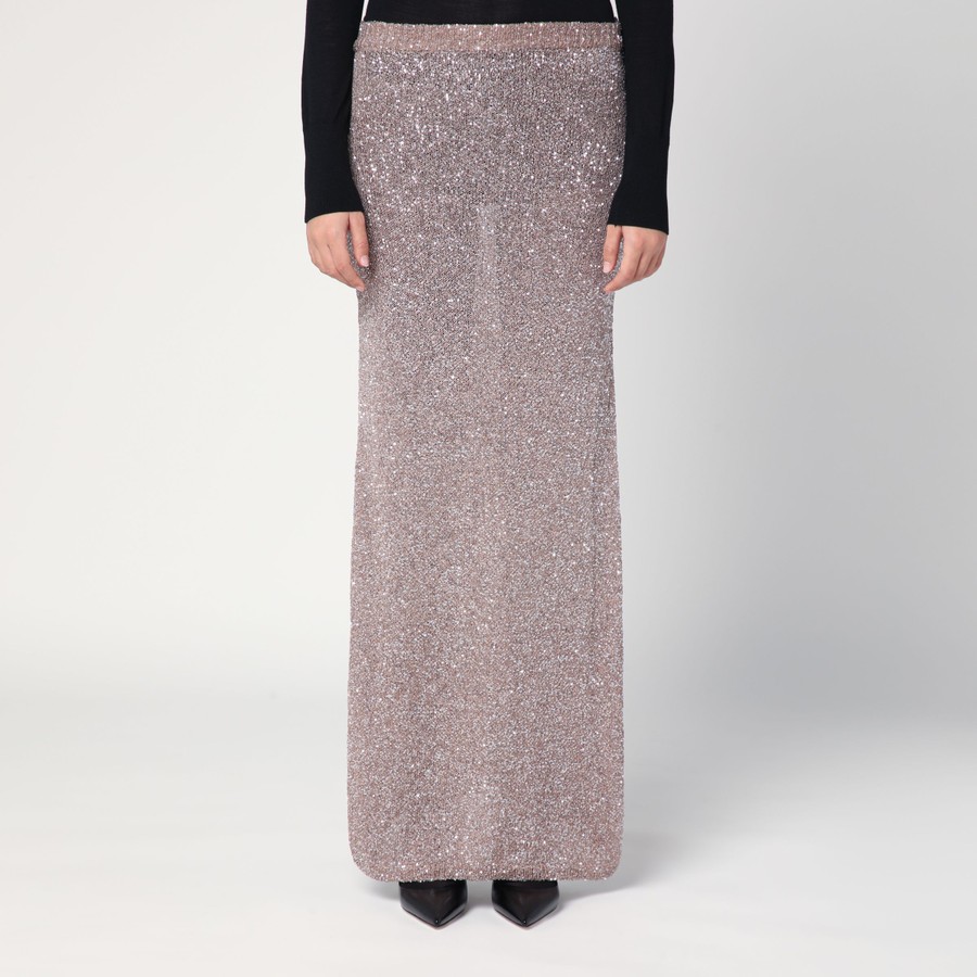スカート Balenciaga Light brown/silver maxi skirt with sequins Balenciaga Light brown/silver maxi skirt with sequins