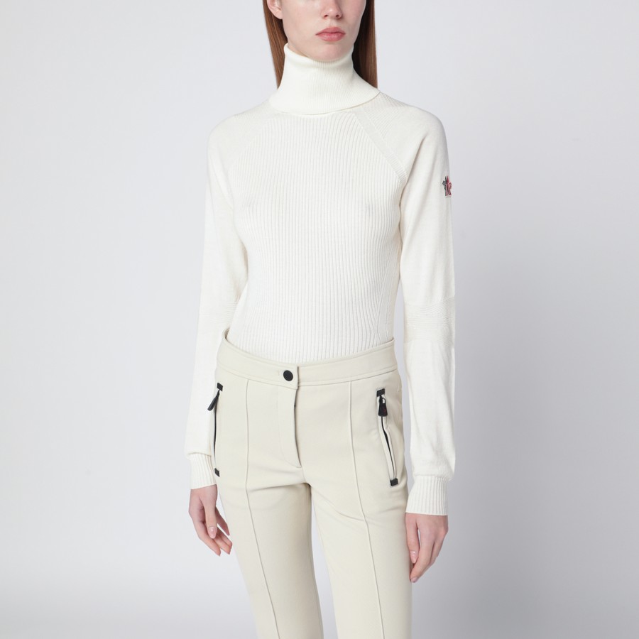 Moncler Grenoble White wool-blend turtleneck sweater | TheDoubleF