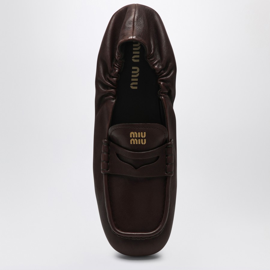 ローファー・オックスフォード MIU MIU RUCHES LEATHER LOAFERS Miu Miu 
