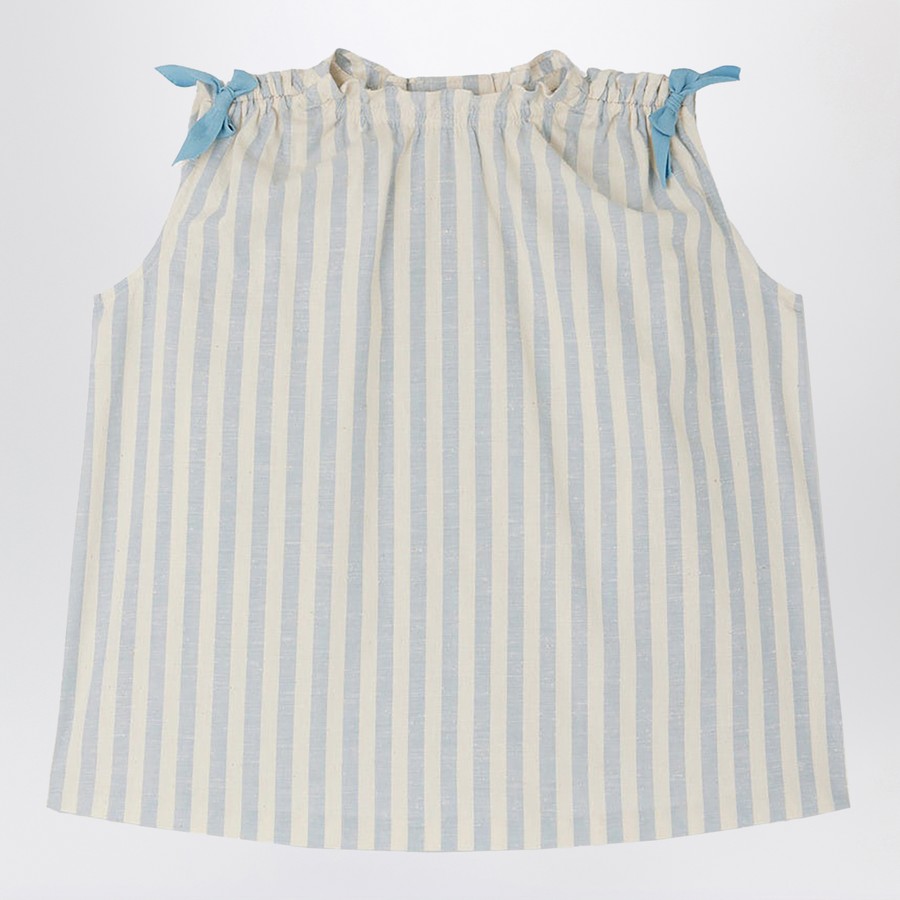 S05【Bonpoint】Elvia リボン付きドレス 24~36M (#210) Bonpoint Elvia dress white/blue striped with bows | TheDoubleF