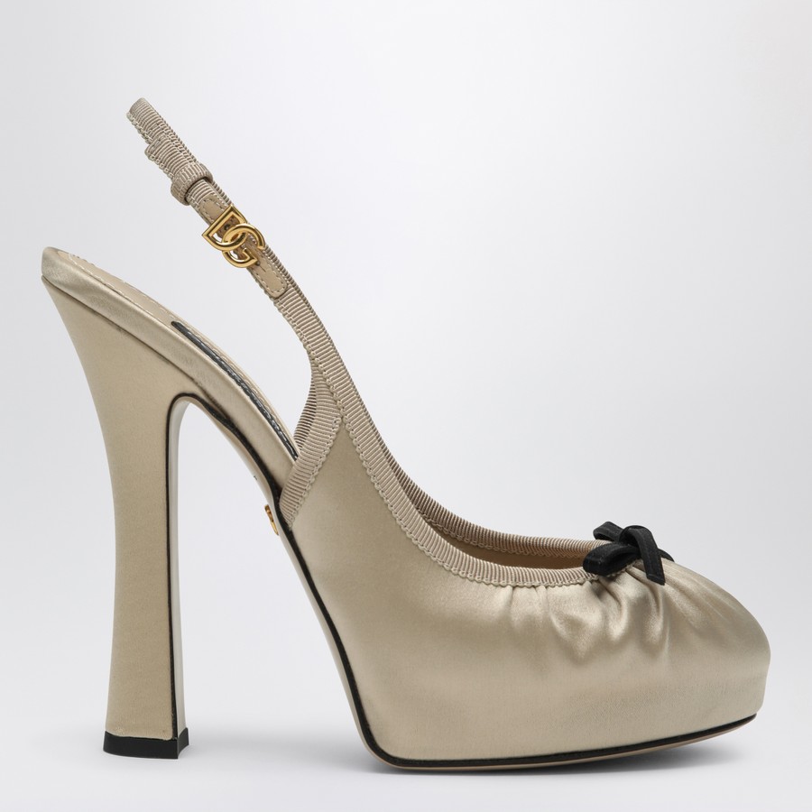 【関税&送料込】Dolce&Gabbana Cream Satin High Slingback Dolce&Gabbana Cream satin high slingback | TheDoubleF
